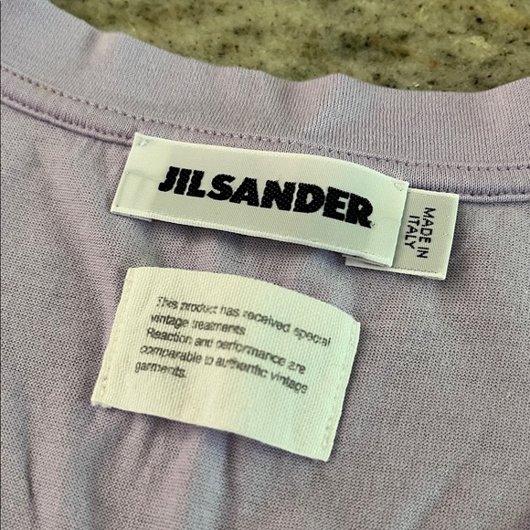 EUC 🌿 Jil Sander Lavender V Neck “Vintage” Cotton Short Sleeve T Shirt, Size S - Picture 3 of 5